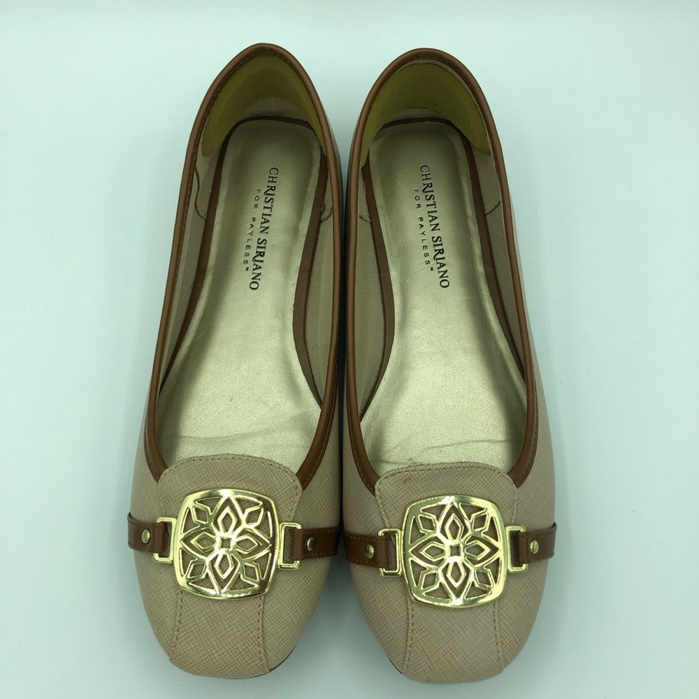 Christian Siriano slip-ons flats SCHOOL 8 tan gold